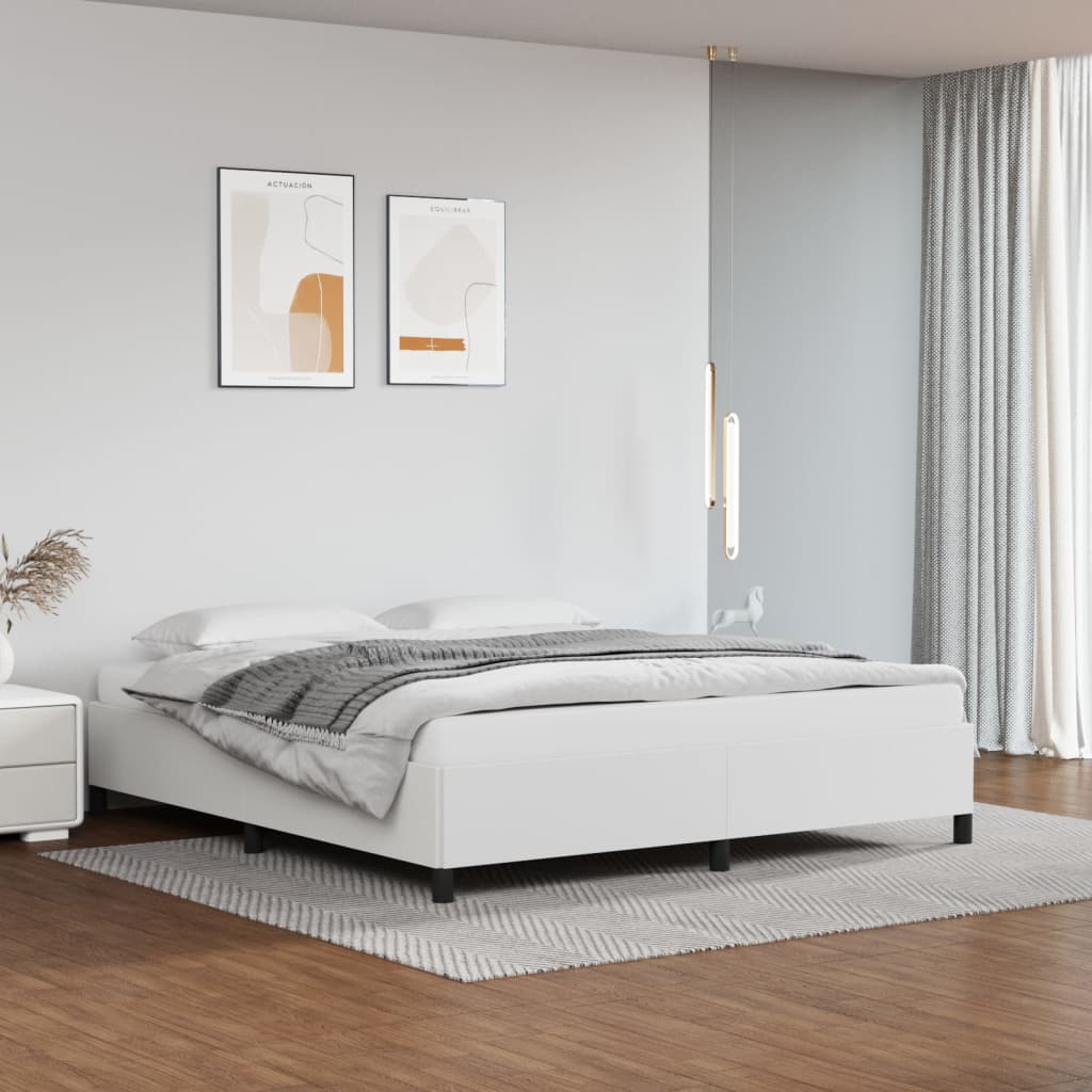 Cadre de lit sans matelas blanc 160x200 cm similicuir - XIOS