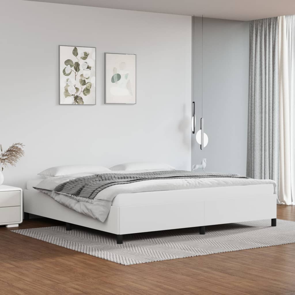 Cadre de lit sans matelas blanc 200x200 cm similicuir - XIOS