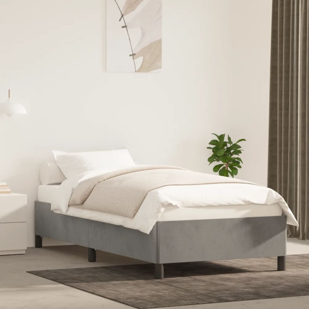 Cadre de lit sans matelas gris clair 80x200 cm velours - XIOS
