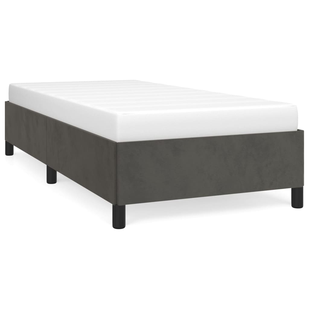Cadre de lit sans matelas gris foncé 80x200 cm velours - XIOS