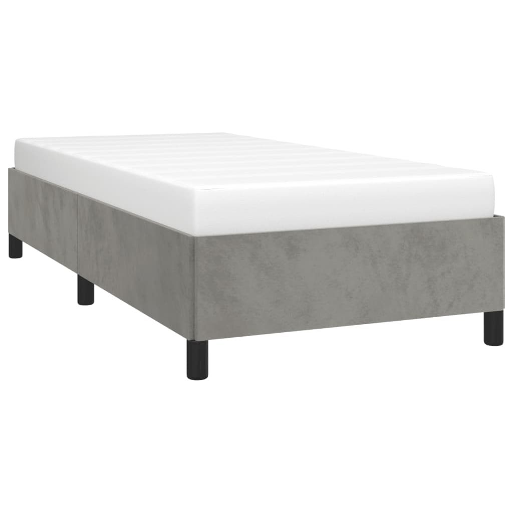 Cadre de lit sans matelas gris clair 90x190 cm velours - XIOS