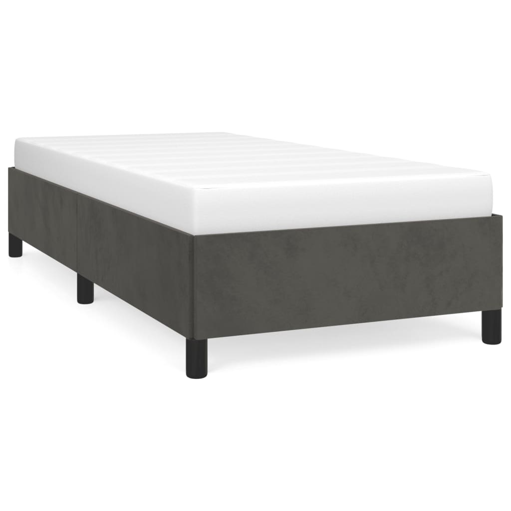 Cadre de lit sans matelas gris foncé 90x190 cm velours - XIOS