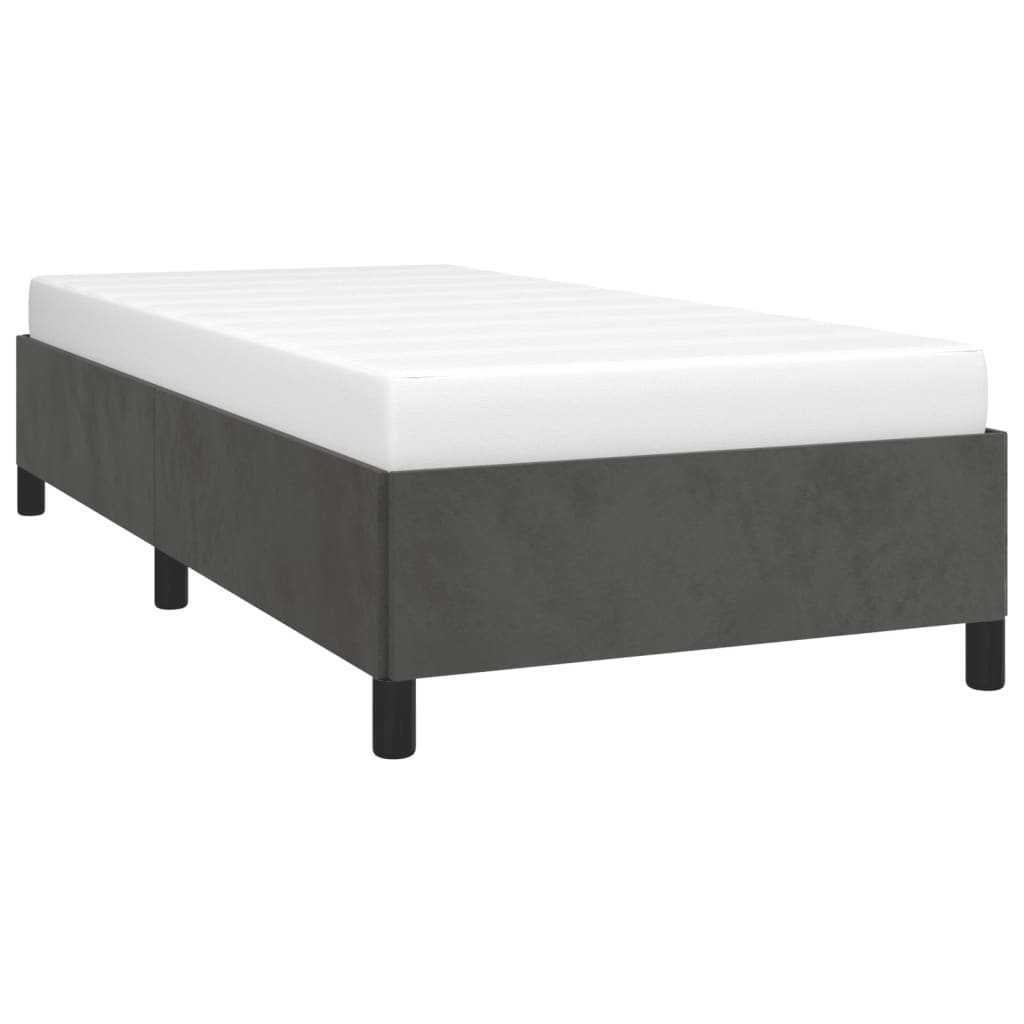Cadre de lit sans matelas gris foncé 90x190 cm velours - XIOS