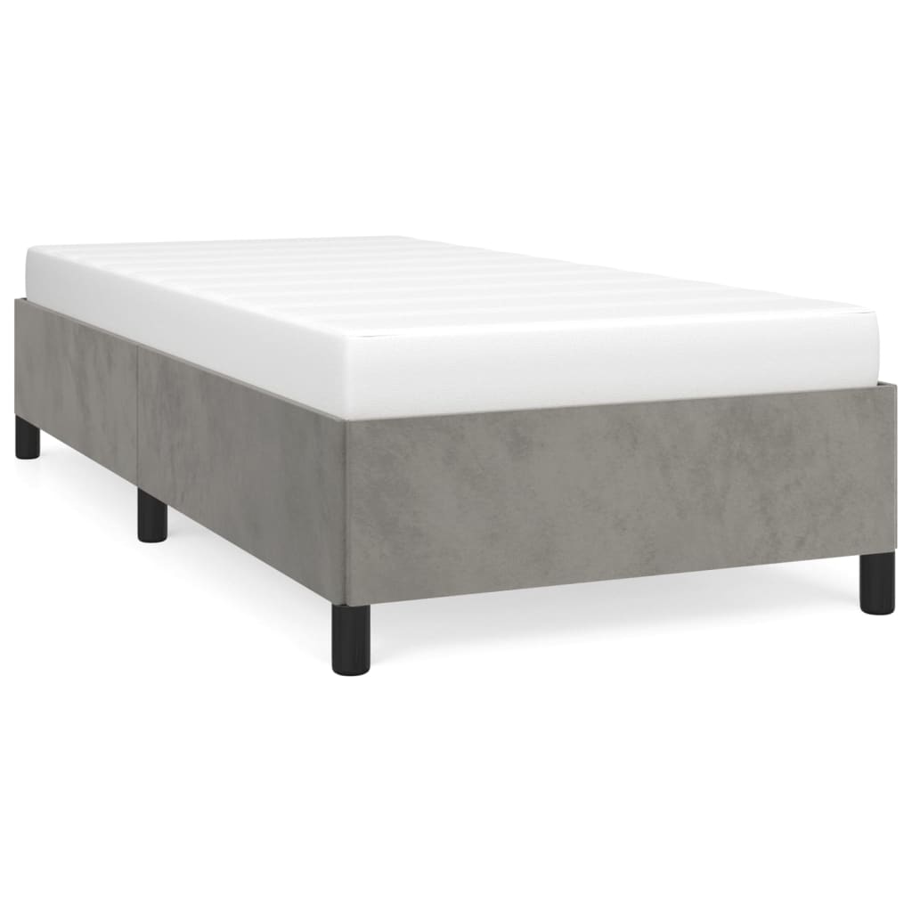Cadre de lit sans matelas gris clair 90x200 cm velours - XIOS