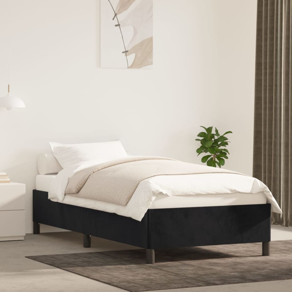 Cadre de lit sans matelas noir 90x200 cm velours - XIOS