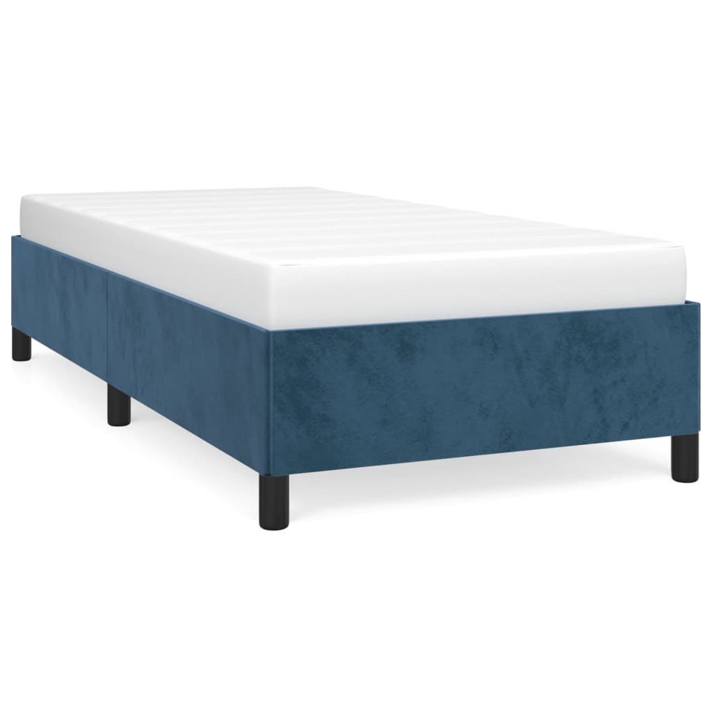 Cadre de lit sans matelas bleu foncé 100x200 cm velours - XIOS