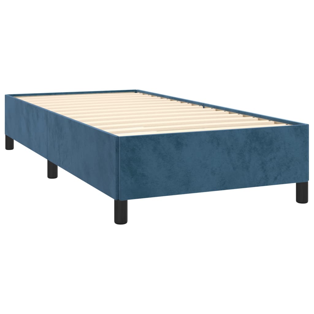 Cadre de lit sans matelas bleu foncé 100x200 cm velours - XIOS