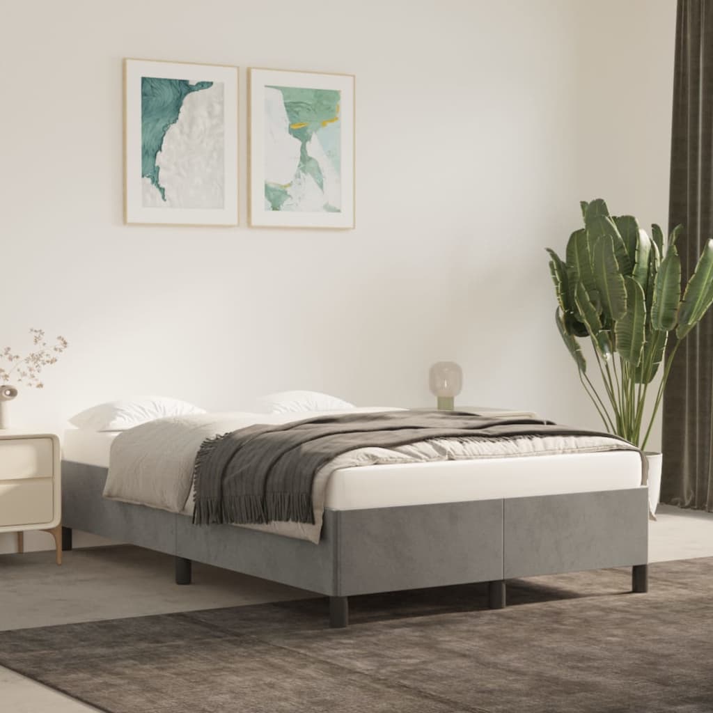 Cadre de lit sans matelas gris clair 120x200 cm velours - XIOS