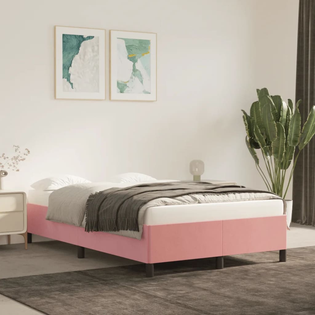 Cadre de lit sans matelas rose 120x200 cm velours - XIOS