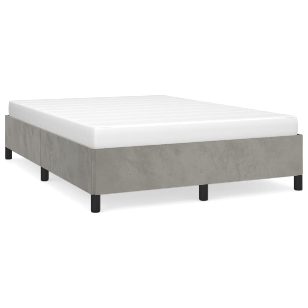 Cadre de lit sans matelas gris clair 140x190 cm velours - XIOS