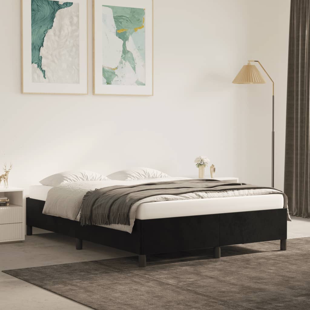 Cadre de lit sans matelas noir 140x190 cm velours - XIOS