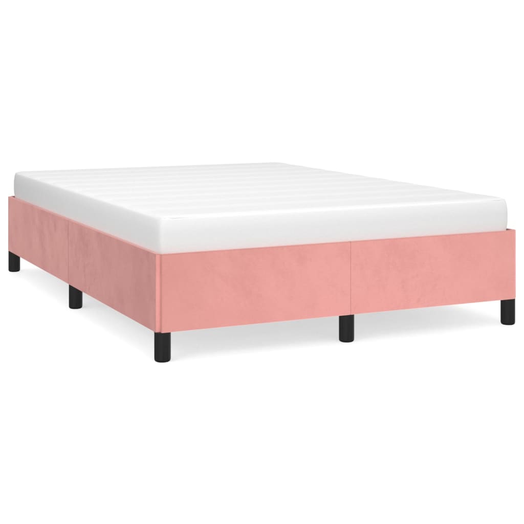Cadre de lit sans matelas rose 140x190 cm velours - XIOS