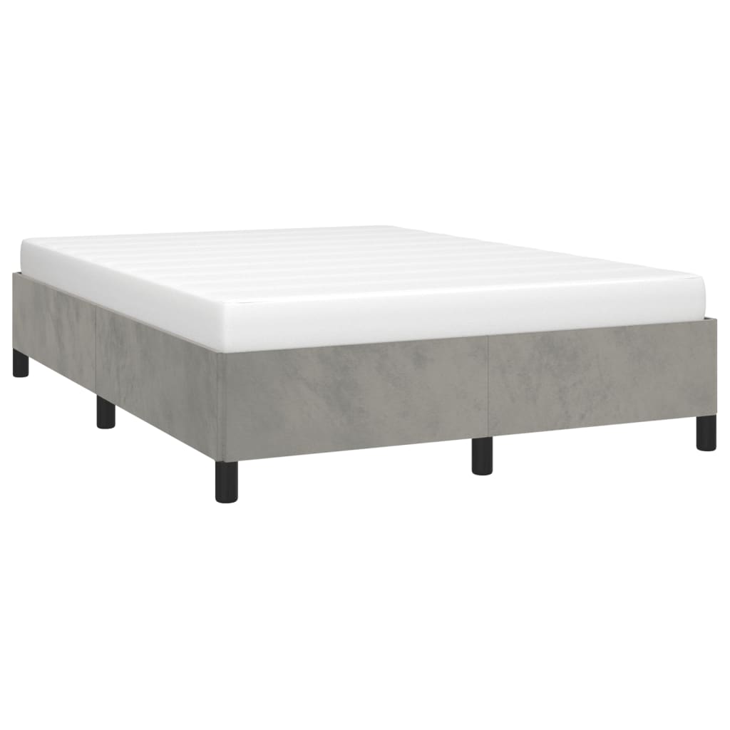 Cadre de lit sans matelas gris clair 140x200 cm velours - XIOS
