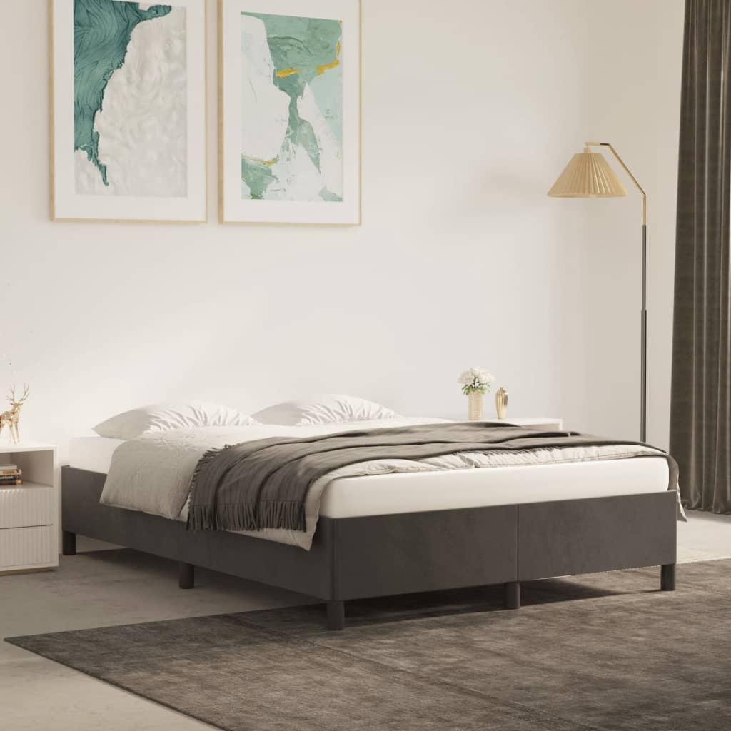 Cadre de lit sans matelas gris foncé 140x200 cm velours - XIOS