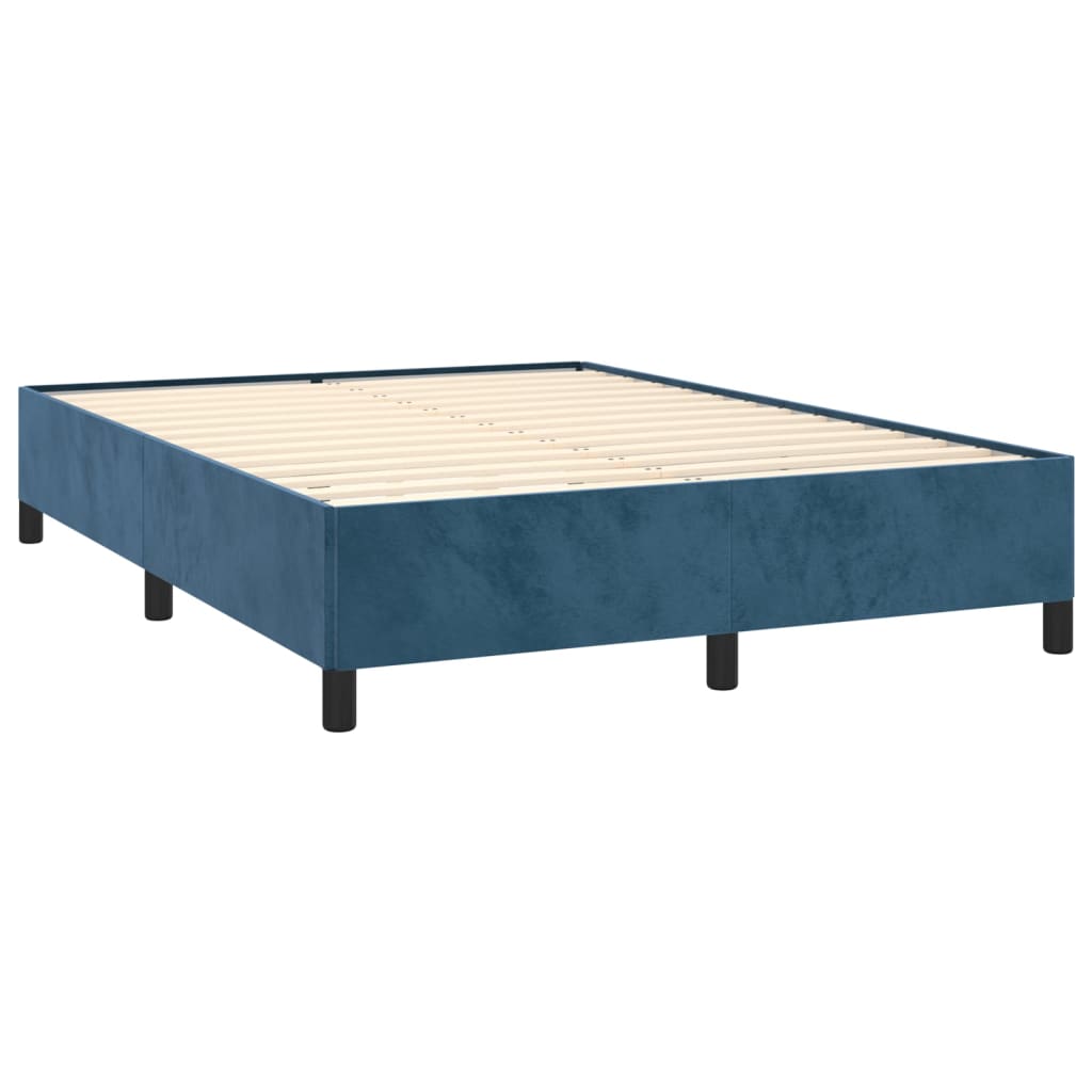 Cadre de lit sans matelas bleu foncé 140x200 cm velours - XIOS