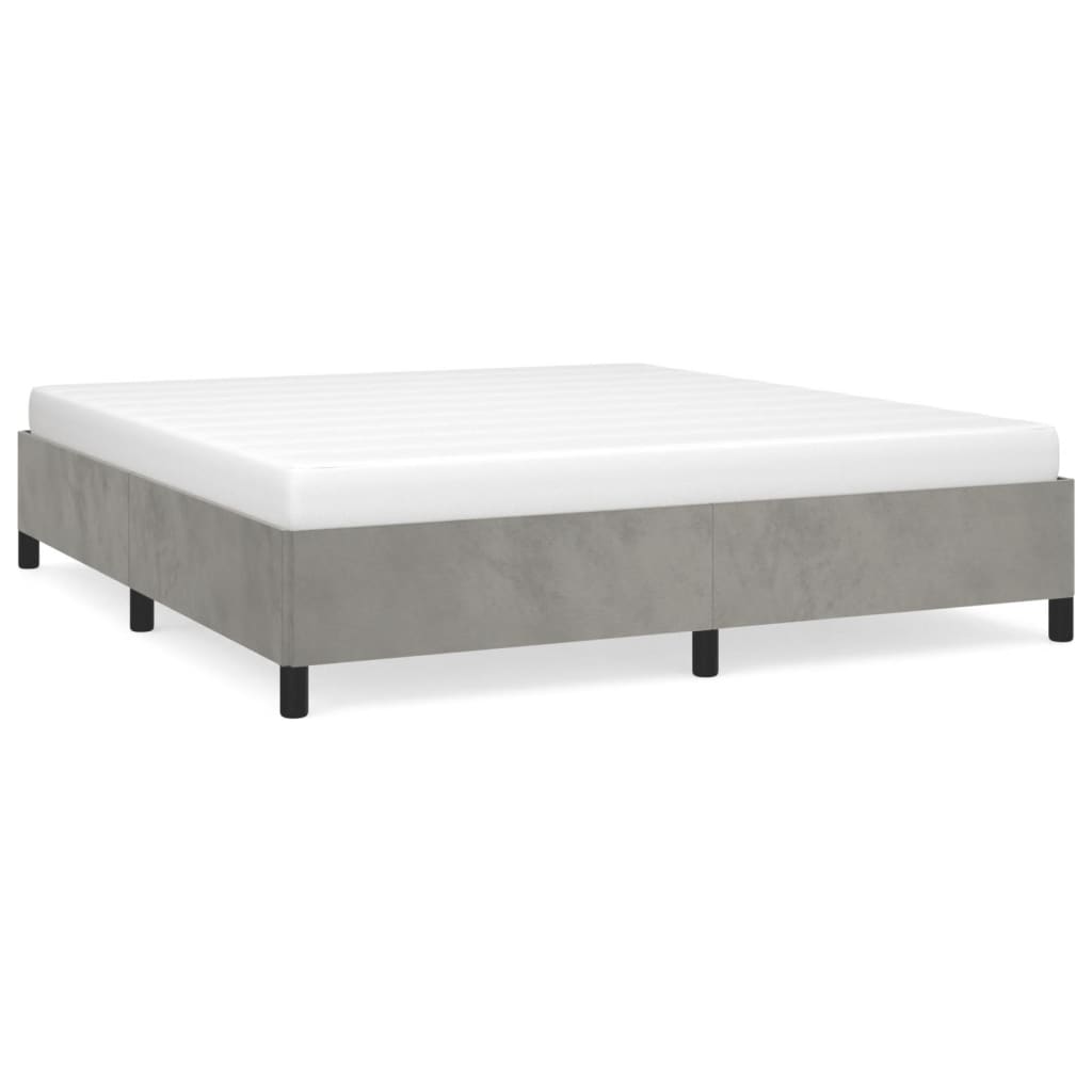 Cadre de lit sans matelas gris clair 160x200 cm velours - XIOS