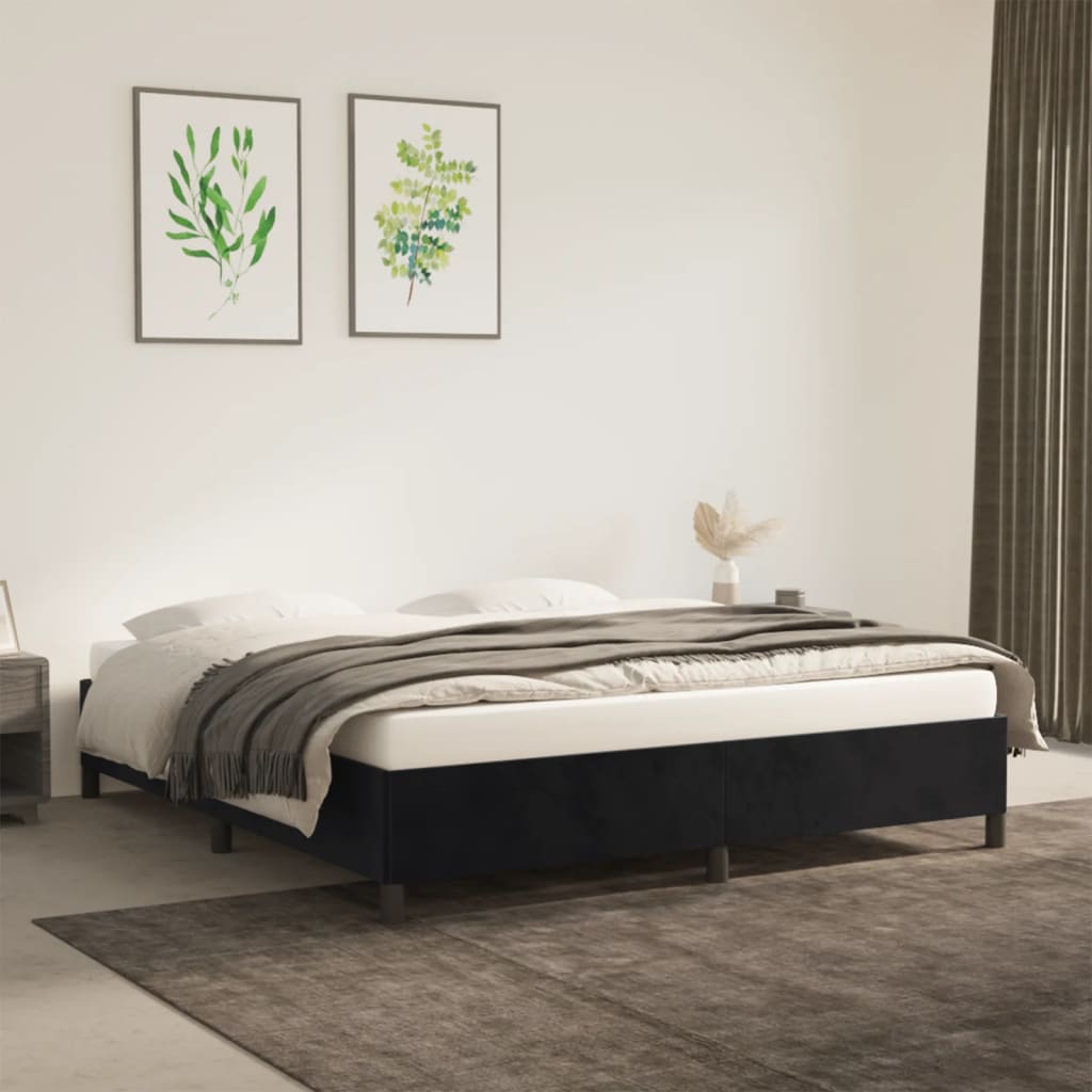 Cadre de lit sans matelas noir 160x200 cm velours - XIOS