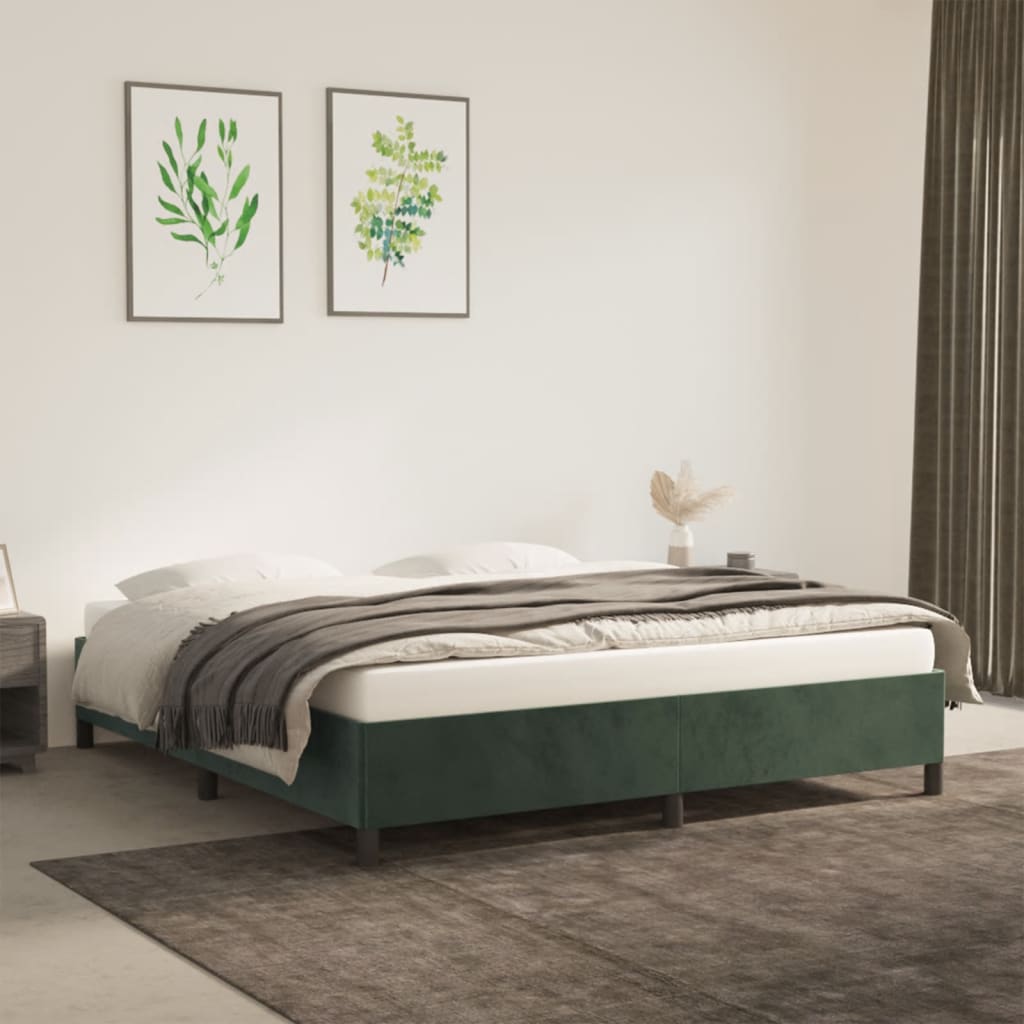 Cadre de lit sans matelas vert foncé 160x200 cm velours - XIOS