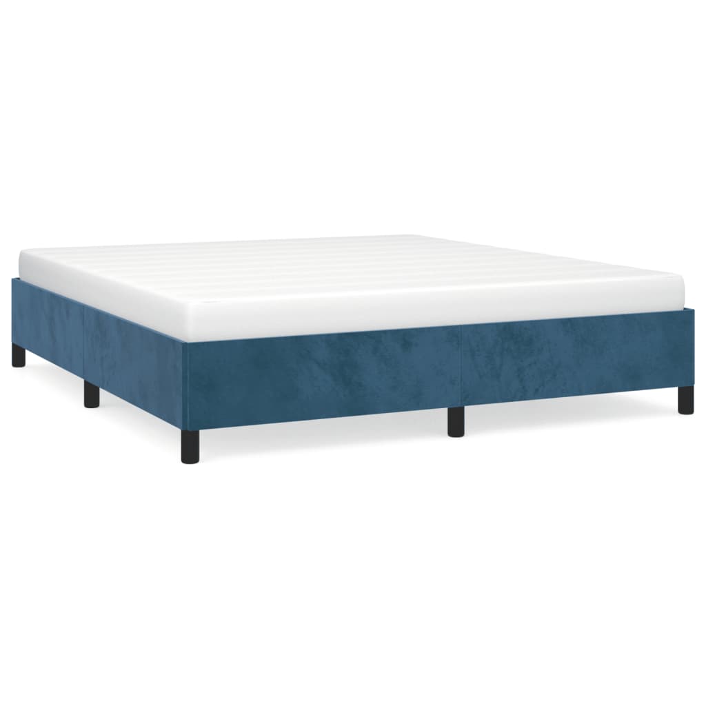 Cadre de lit sans matelas bleu foncé 160x200 cm velours - XIOS