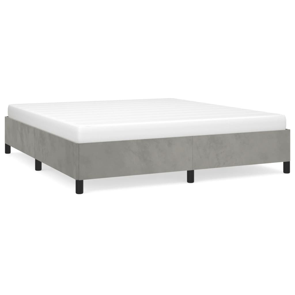 Cadre de lit sans matelas gris clair 180x200 cm velours - XIOS