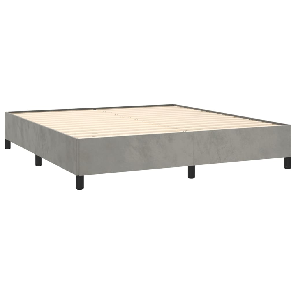 Cadre de lit sans matelas gris clair 180x200 cm velours - XIOS