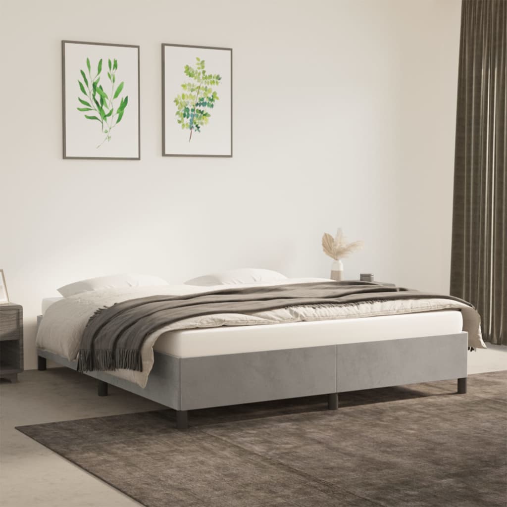 Cadre de lit sans matelas gris clair 180x200 cm velours - XIOS