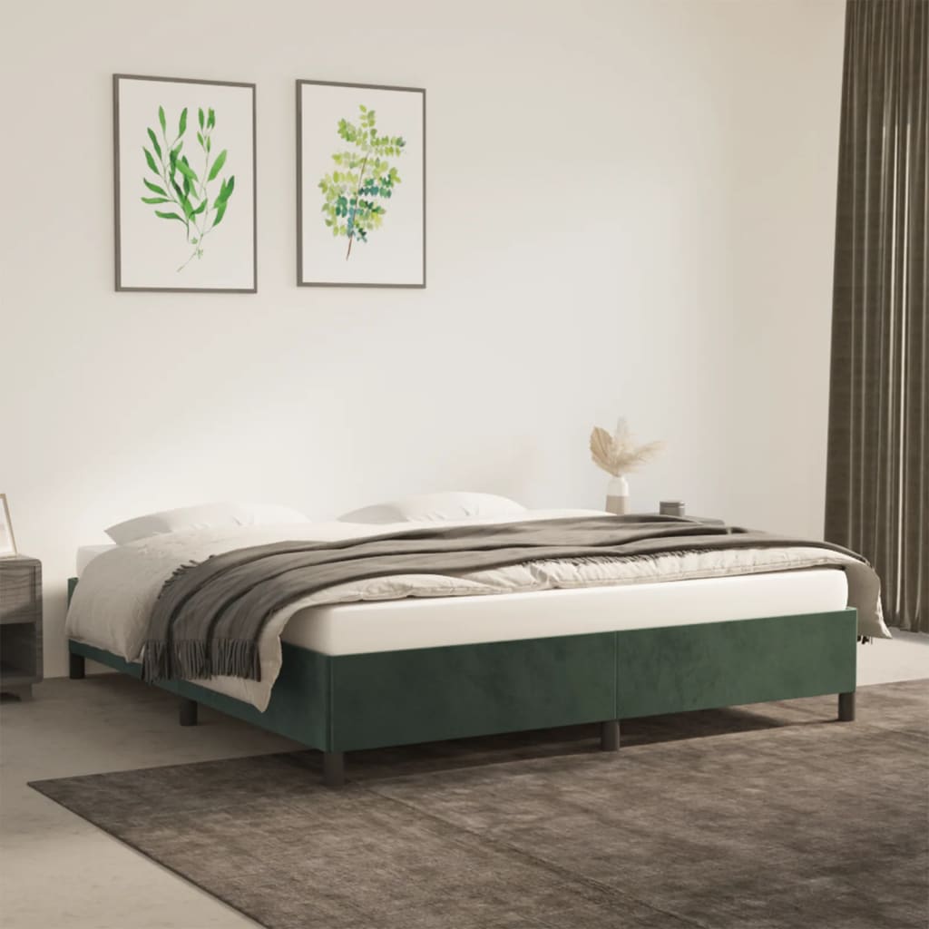 Cadre de lit sans matelas vert foncé 180x200 cm velours - XIOS