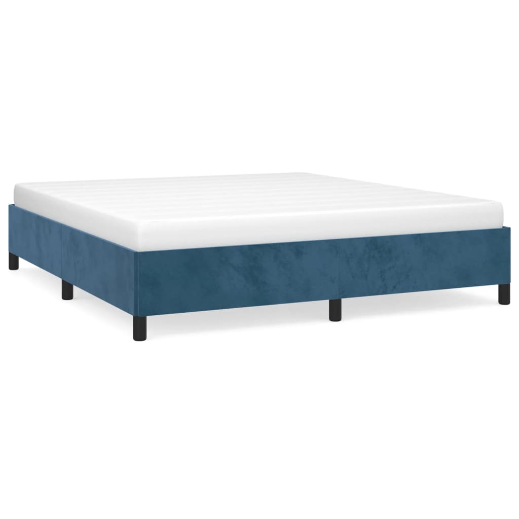 Cadre de lit sans matelas bleu foncé 180x200 cm velours - XIOS