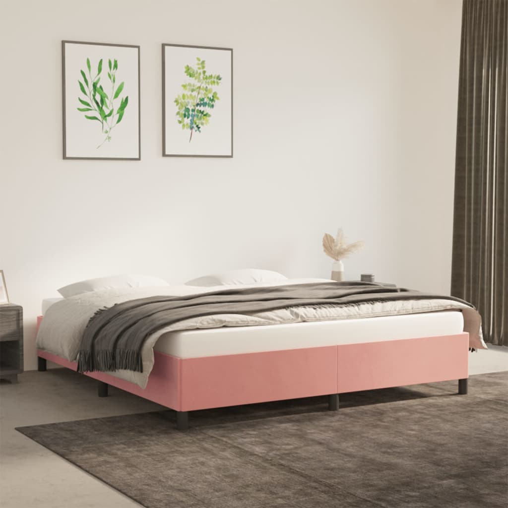 Cadre de lit sans matelas rose 180x200 cm velours - XIOS