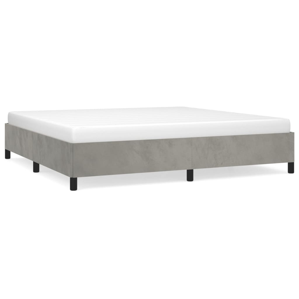 Cadre de lit sans matelas gris clair 200x200 cm velours - XIOS