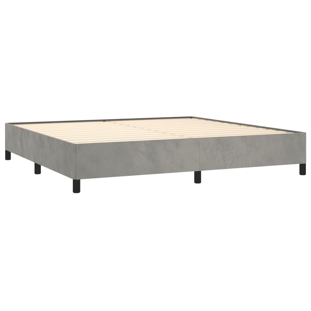 Cadre de lit sans matelas gris clair 200x200 cm velours - XIOS