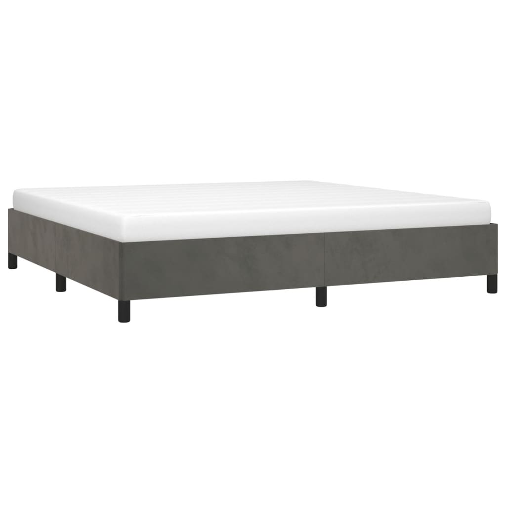 Cadre de lit sans matelas gris foncé 200x200 cm velours - XIOS