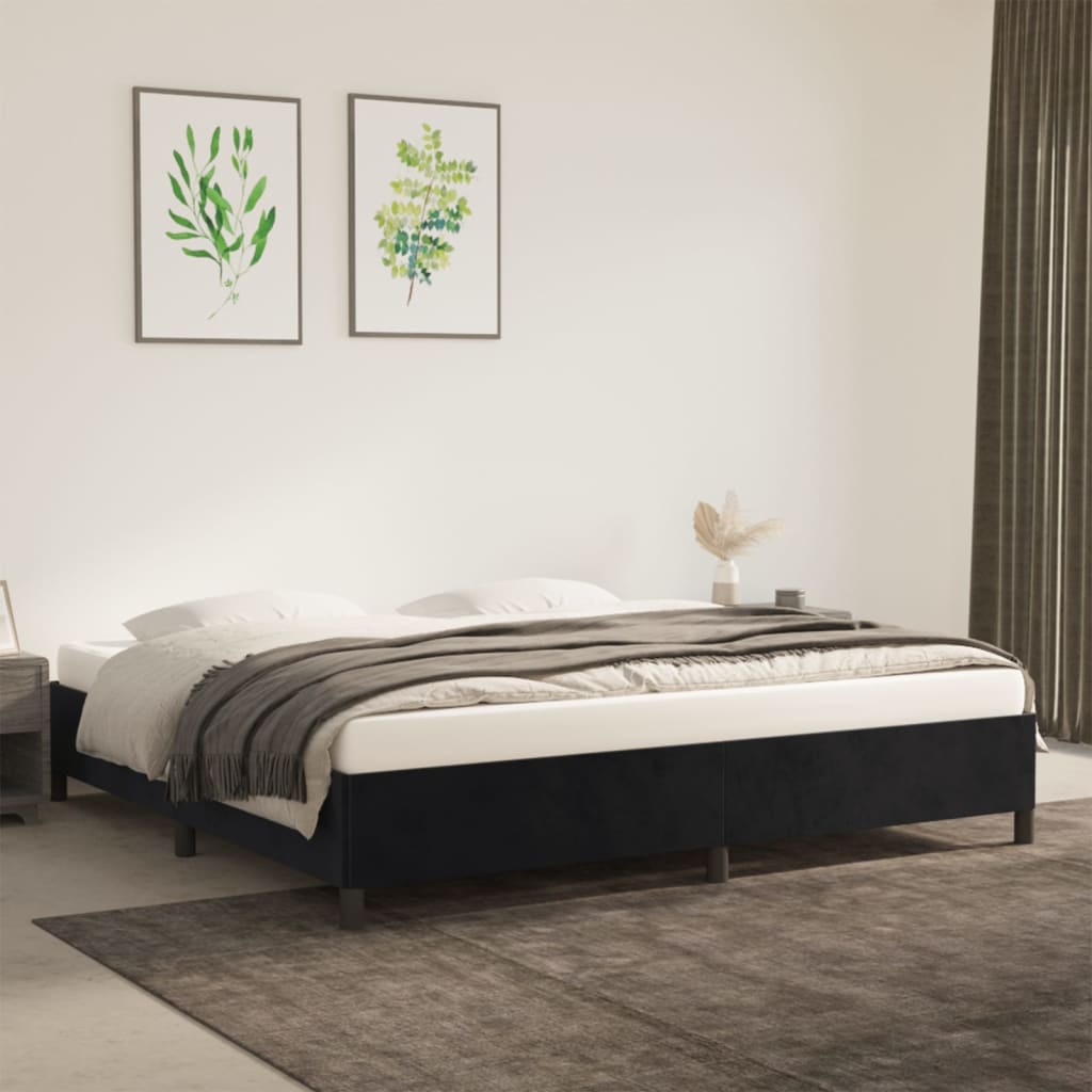 Cadre de lit sans matelas noir 200x200 cm velours - XIOS