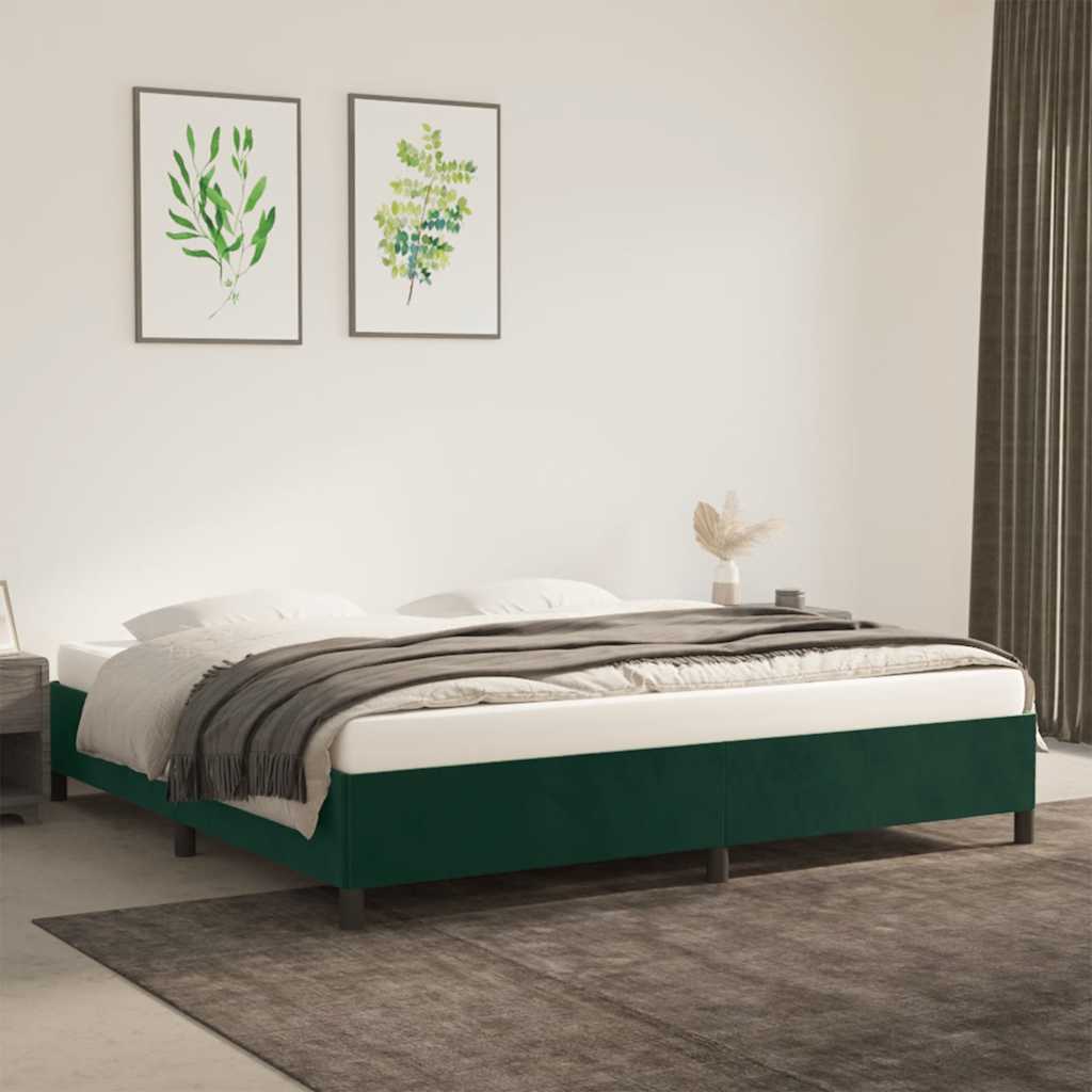 Cadre de lit sans matelas vert foncé 200x200 cm velours - XIOS