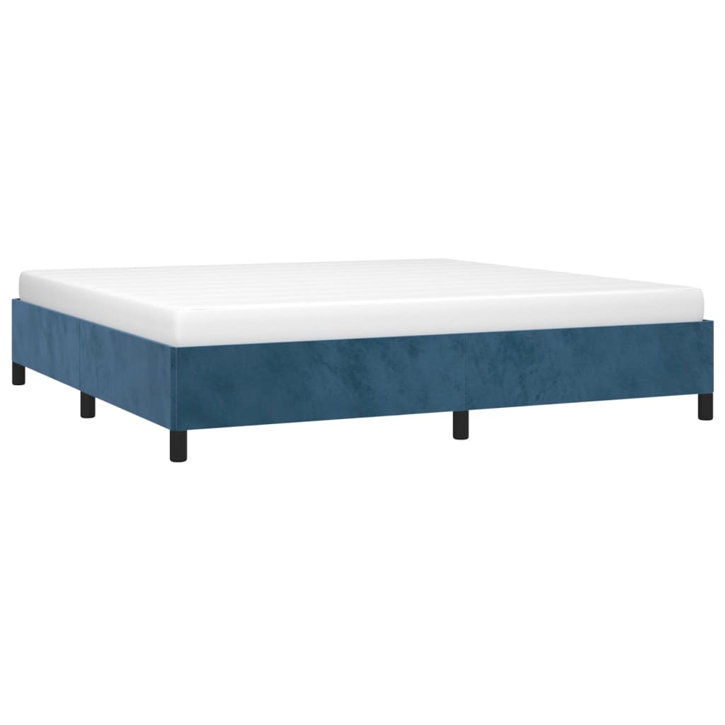 Cadre de lit sans matelas bleu foncé 200x200 cm velours - XIOS