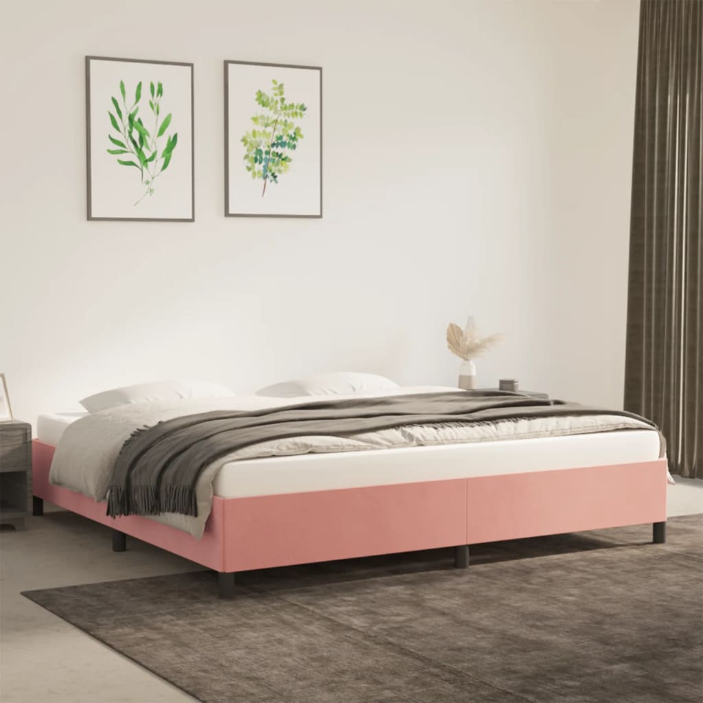 Cadre de lit sans matelas rose 200x200 cm velours - XIOS