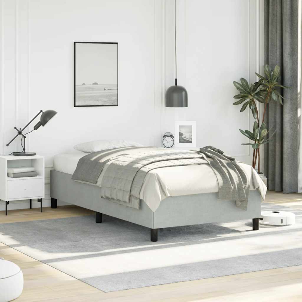 Cadre de lit sans matelas gris clair 100x190 cm velours - XIOS
