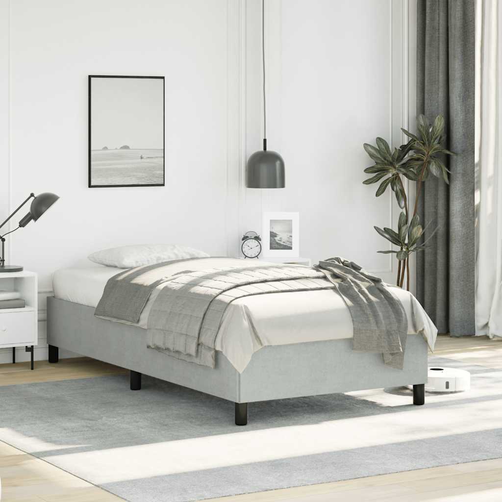 Cadre de lit gris clair 100x203 cm velours - XIOS