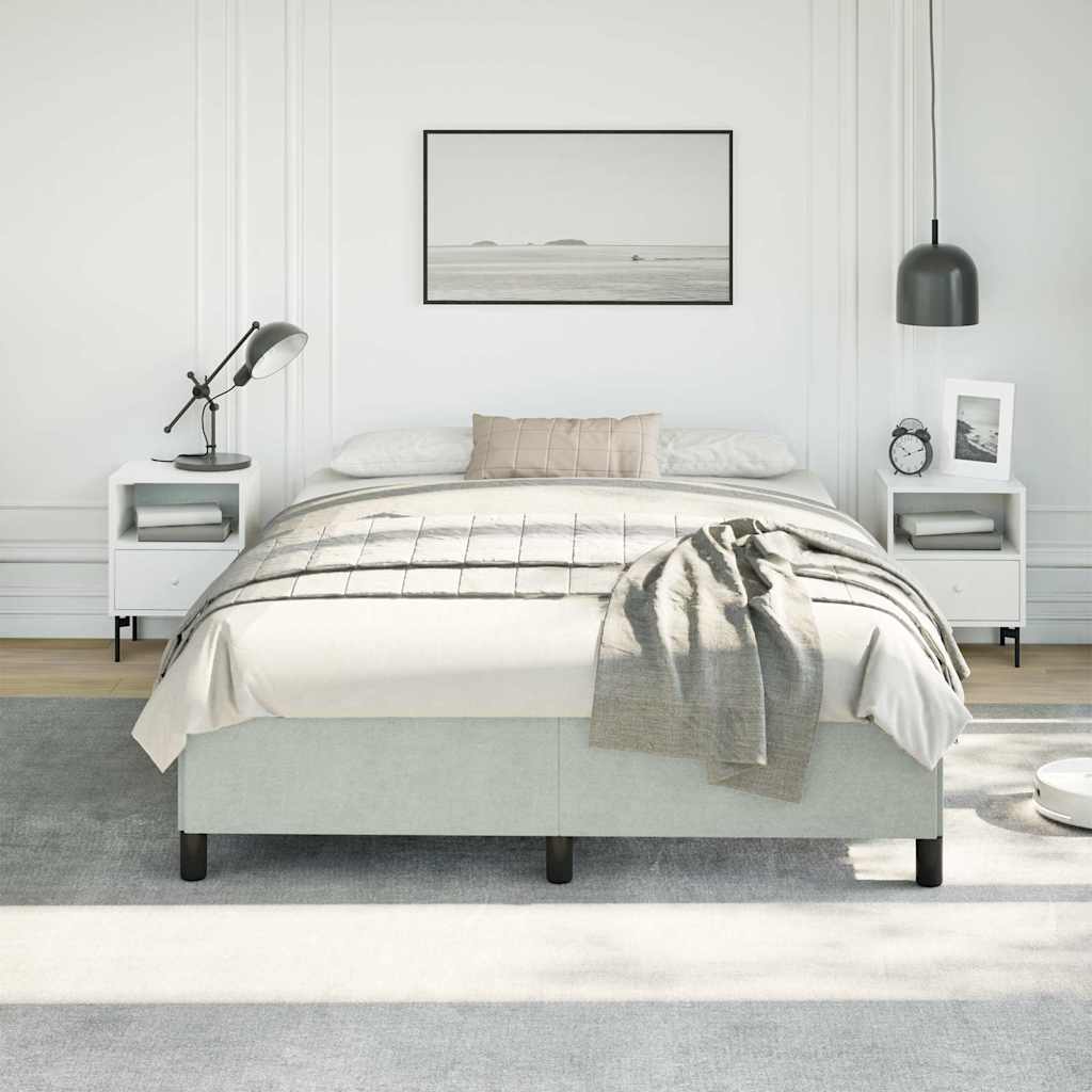 Cadre de lit gris clair 137x190 cm velours - XIOS