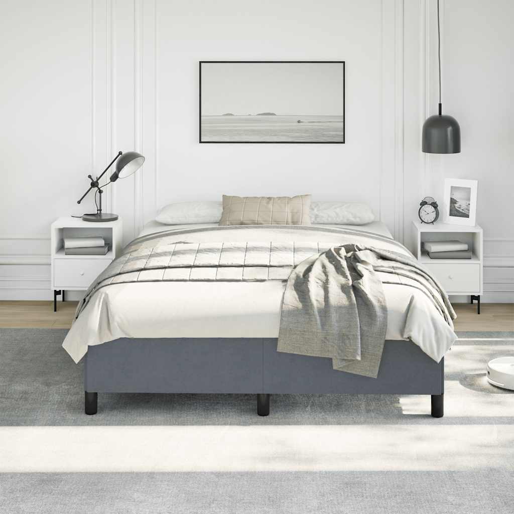 Cadre de lit sans matelas gris foncé 137x190 cm velours - XIOS