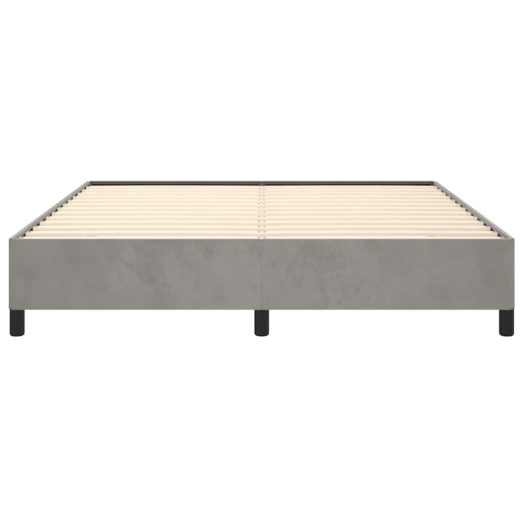 Cadre de lit gris clair 152x203 cm velours - XIOS