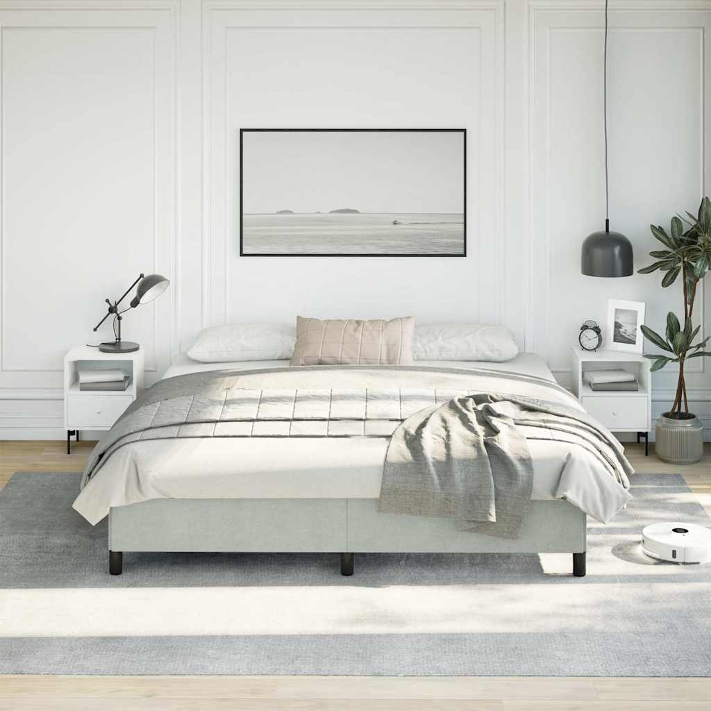Cadre de lit gris clair 193x203 cm velours - XIOS