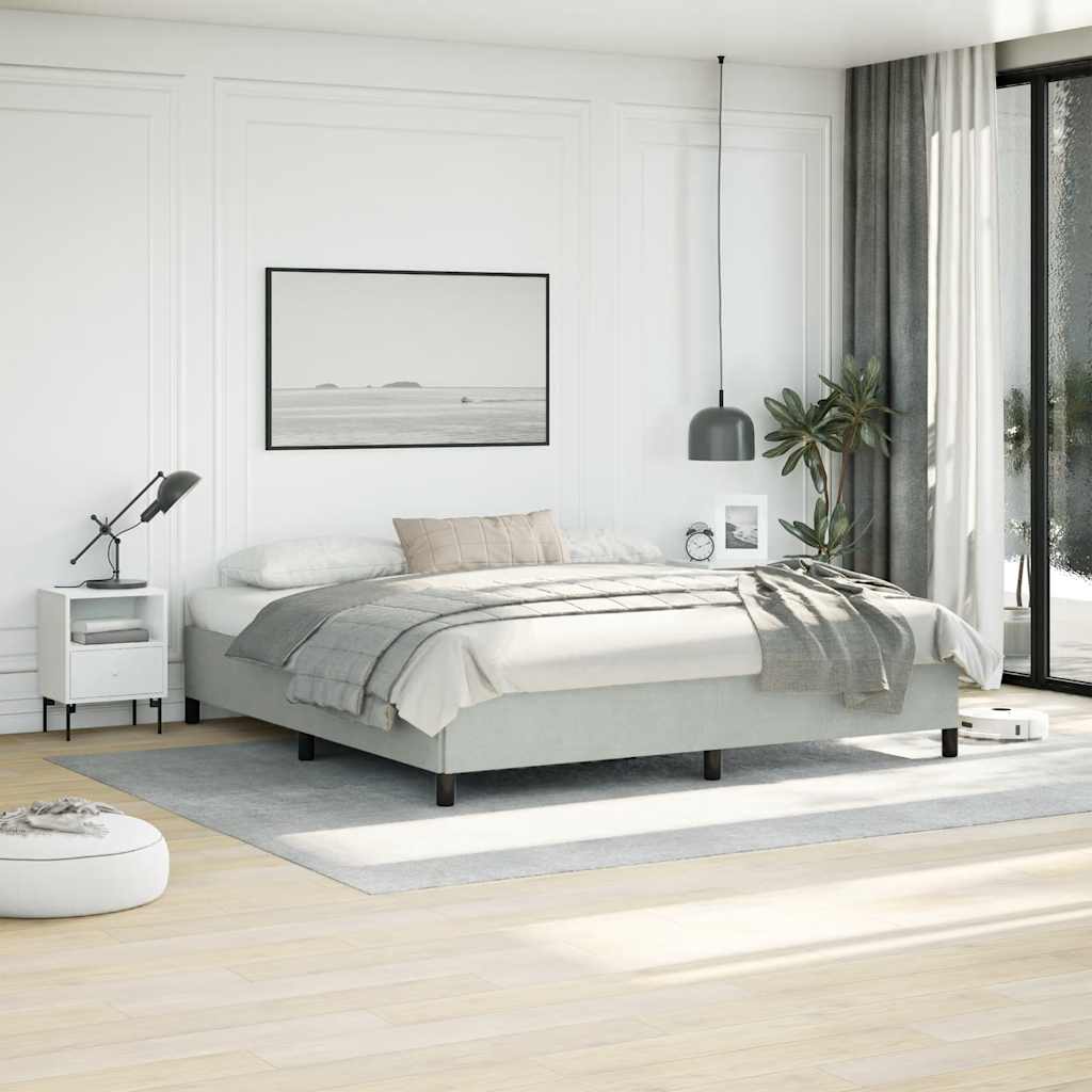 Cadre de lit gris clair 193x203 cm velours - XIOS