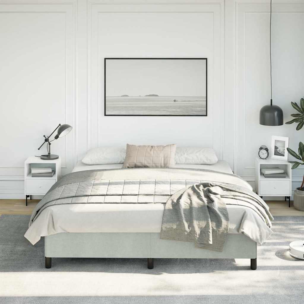 Cadre de lit sans matelas gris clair California velours - XIOS