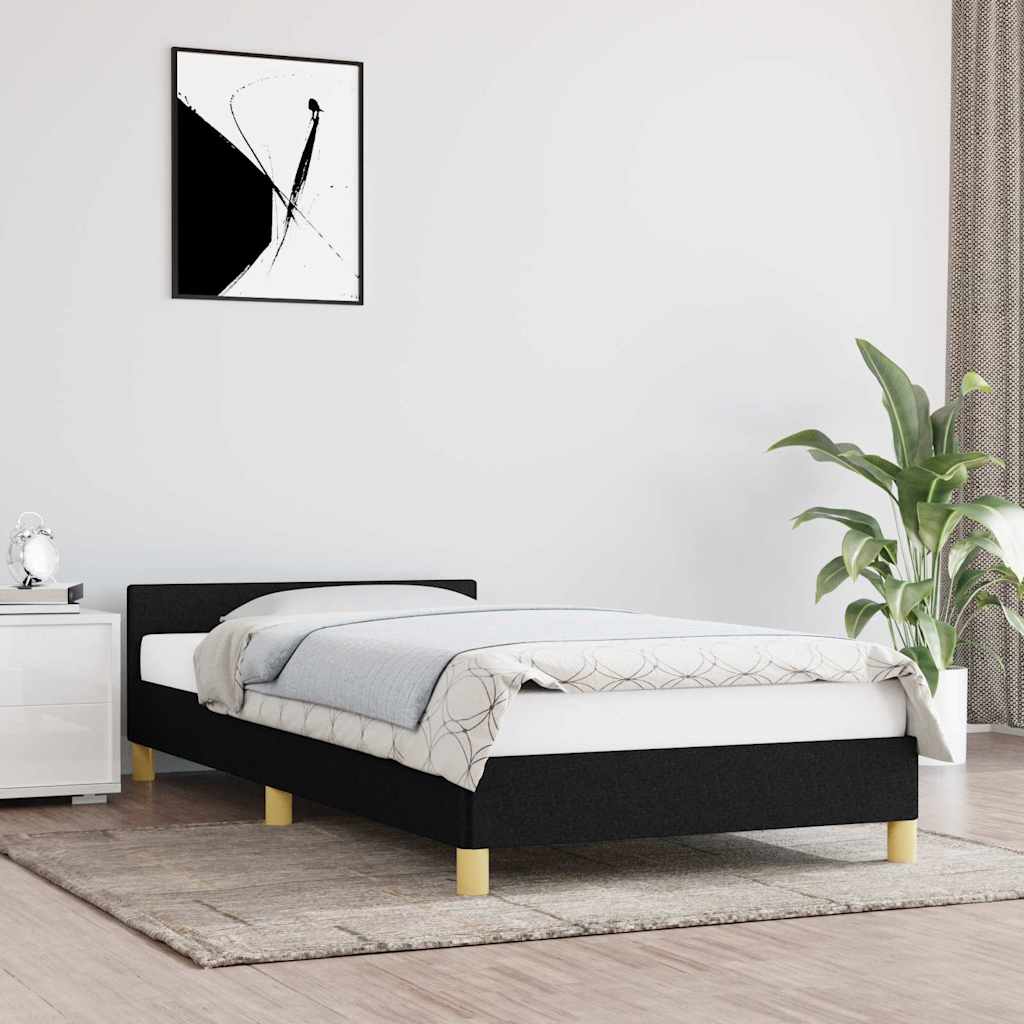 Cadre de lit avec tête de lit sans matelas noir 80x200 cm tissu - XIOS