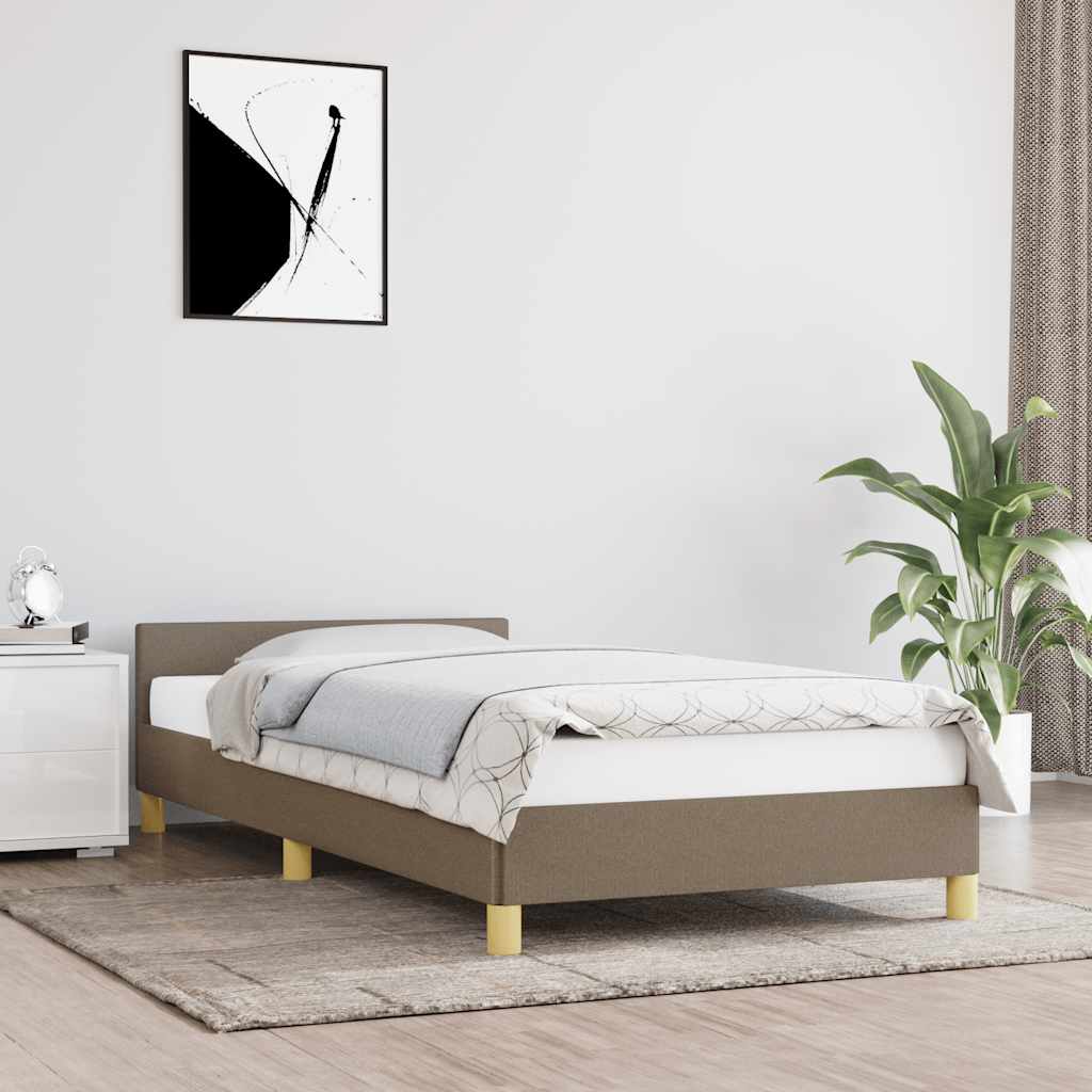 Cadre de lit avec tête de lit sans matelas taupe 80x200cm tissu - XIOS