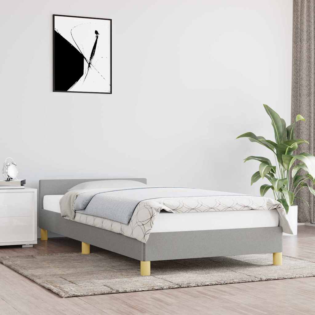 Cadre de lit sans matelas gris clair 90x190 cm tissu - XIOS
