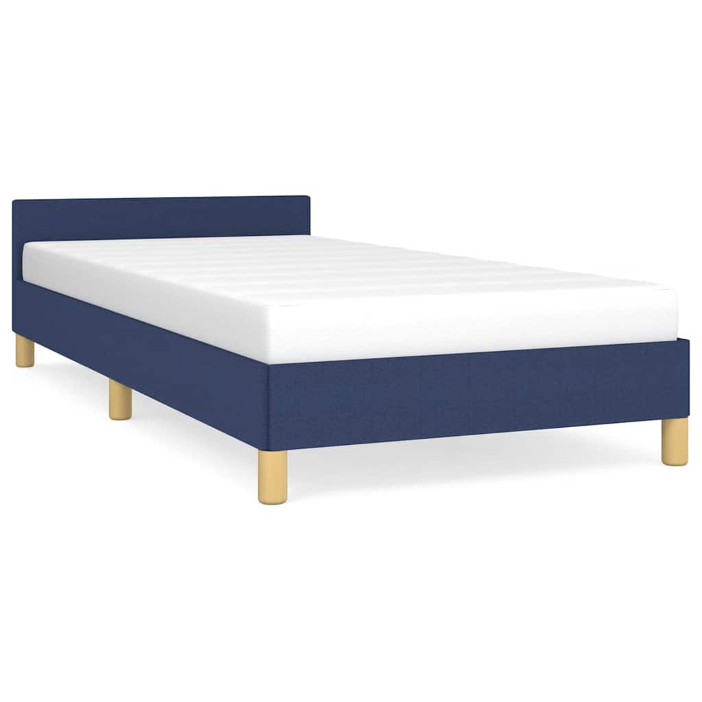 Cadre de lit avec tête de lit sans matelas bleu 90x190 cm tissu - XIOS