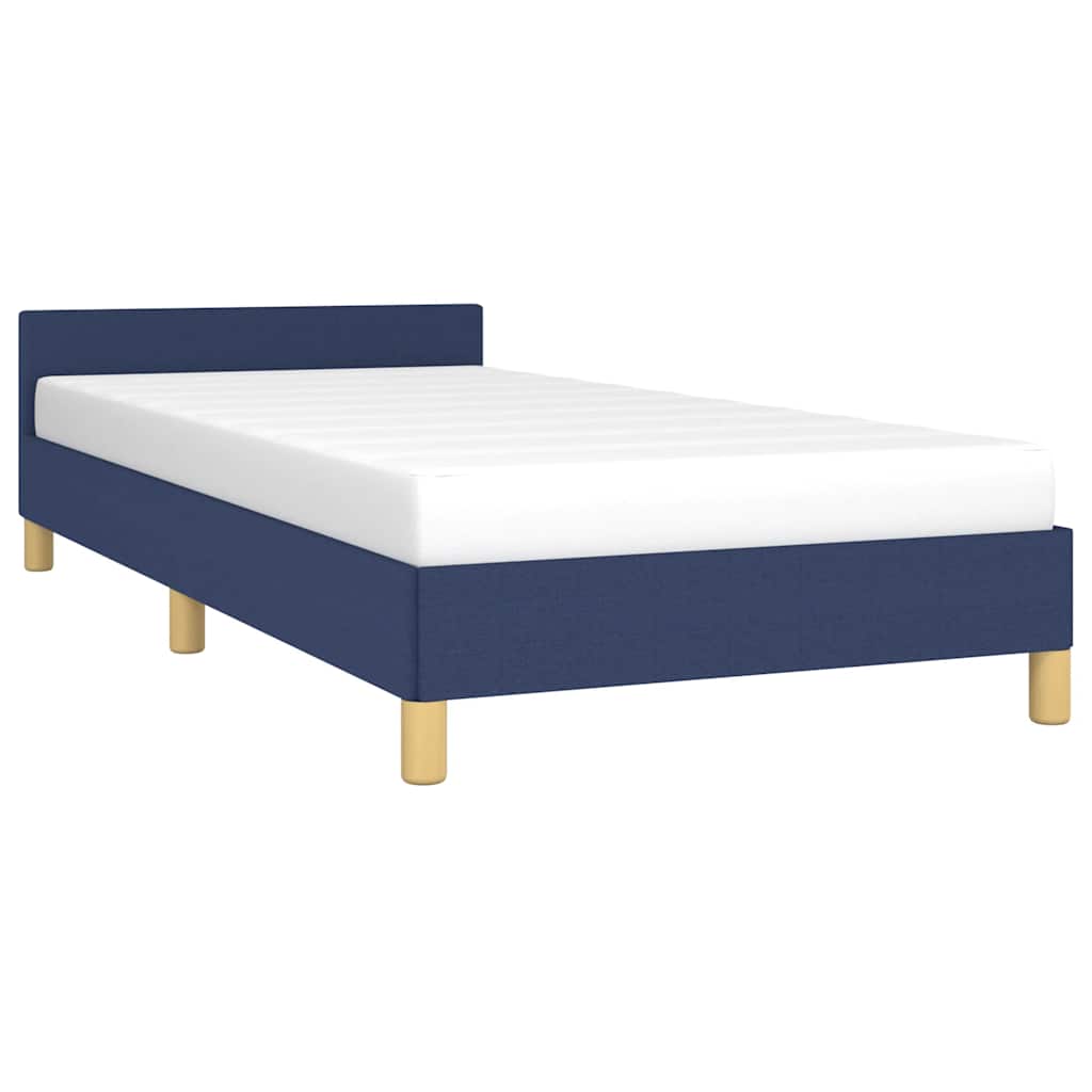 Cadre de lit avec tête de lit sans matelas bleu 90x190 cm tissu - XIOS