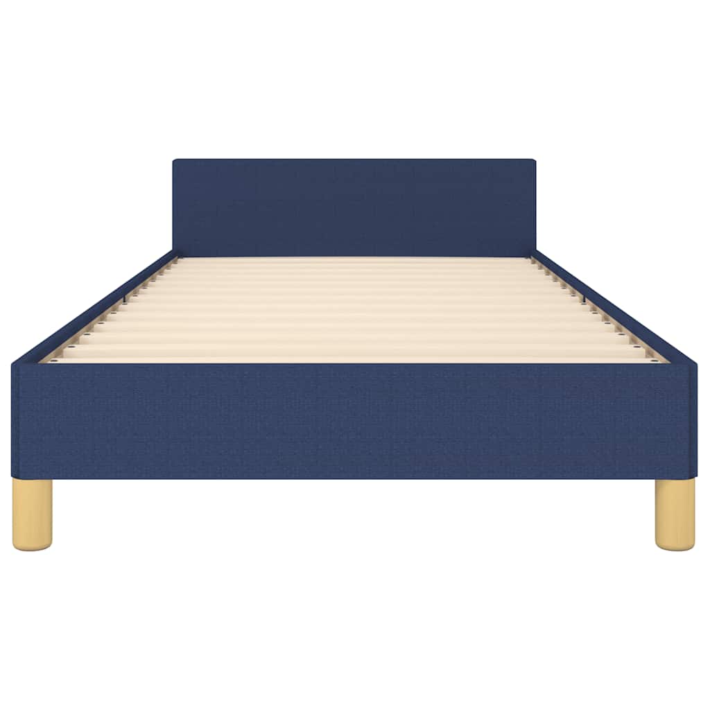 Cadre de lit avec tête de lit sans matelas bleu 90x190 cm tissu - XIOS